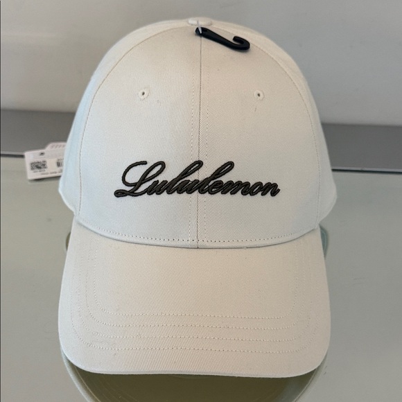 🆕 LULULEMON Structured Ball Cap Script NWT Light Ivory/Olive Brown - Picture 4 of 15
